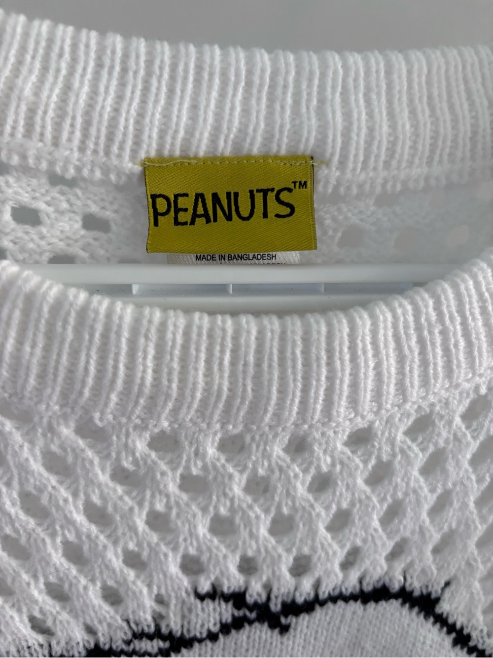 Peanuts White Snoopy & Woodstock Mesh Knit Sweater - Picture 3 of 3